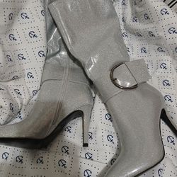 Silver Glittered Boots