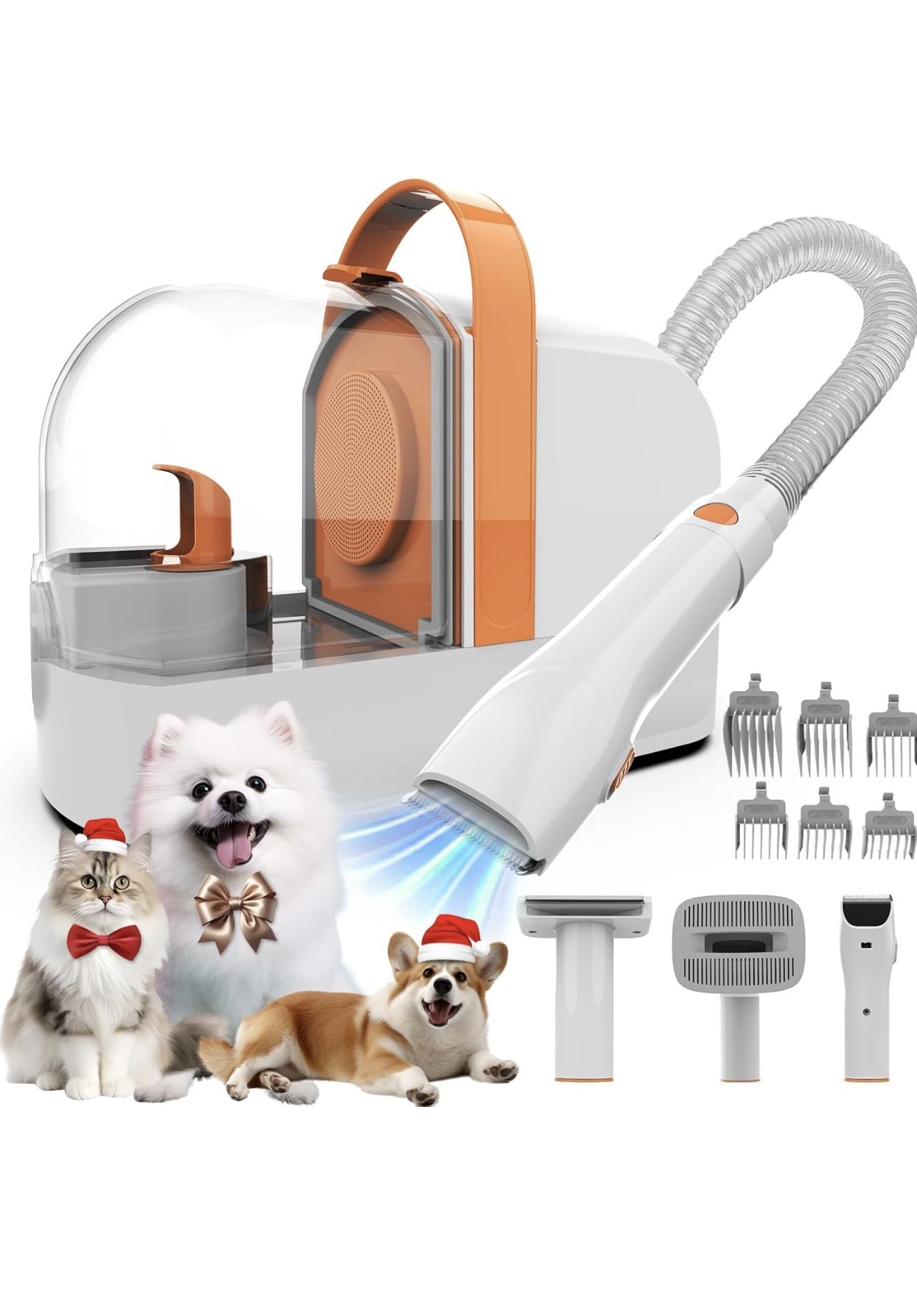 Aspiradora de aseo para perros, kit de aseo para perros con cortaúñas para mascotas, aspiradora de aseo de pelo de mascotas de 12,000 Pa para perros,