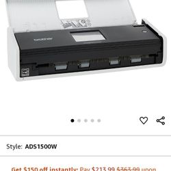 Brother Printer ADS1500W Compact Color Desktop Scanner with Duplex and Web Connectivity
