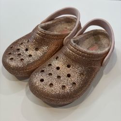 Crocs Kids' Classic Lined Glitter Clogs Youth Kids Size J2 2