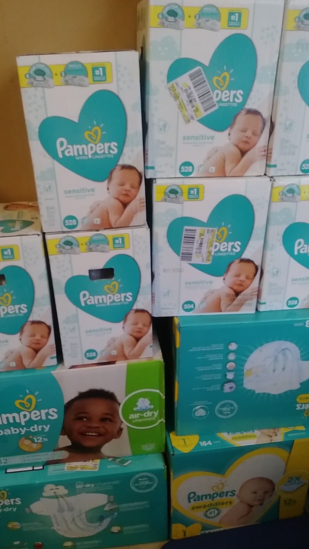 Pampers $20 and wipes $7 eàch