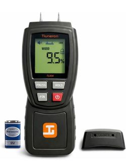 Dual Mode Moisture Meter for Wood and Building Materials, Pin & Pinless 2-in-1 Moisture Detector with Backlight & Buzzer, Digital Water Leak Tester fo