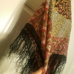 Beautiful Patterned fringe scarf, cheetah and floral