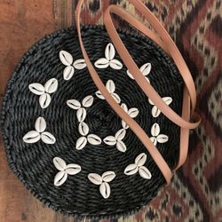 Black Woven Seagrass Purse