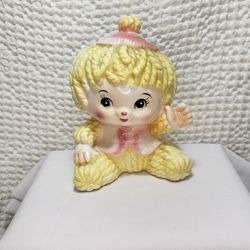 RUBENS LAMB Baby Face Yarn Doll Planter Nursery Ceramic 3254 JAPAN. Good condition and smoke free home. 7" T X 5 1/4" L X 4" W . 