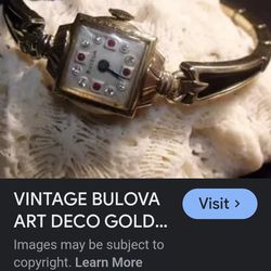 Rare Vintage Bulova Watch With Ruby And Diamond Stones 