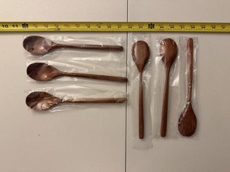 9" Korean Wooden Spoons for Eating, ADLORYEA 6 Pieces Small Wood Spoons from Amazon