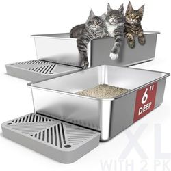 Stainless Steel Cat Litter Box A Pack Of Two