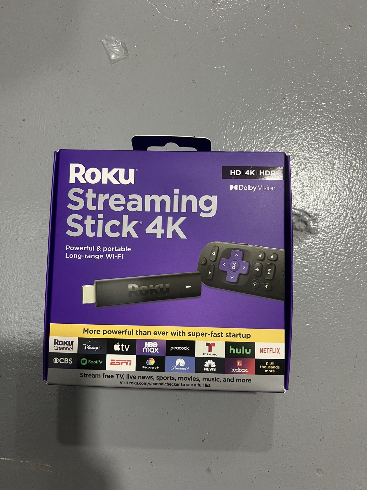 Roku Streaming Stick 4K | Portable Roku Streaming Device 4K/HDR/Dolby Vision, Roku Voice Remote, Free & Live TV