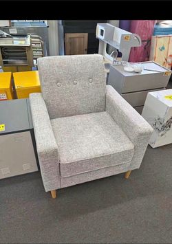 Brand New Grey Fabric Club Accent Chair