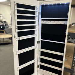 New 42"x14"x4" LED Light Jewelry Armoire Cabinet Organizer
