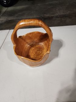 Hand carved  burl  basket