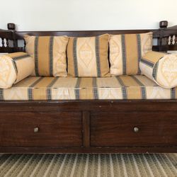 Solid Wood Bench With Cushions And Storage 