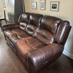 Leather Reclining Sofa – 3-Seater with Dual Recliners