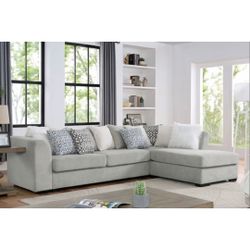 Gray Sectional Sofa With Accent Pillows 