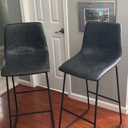 Pair of Leather Bar Stools