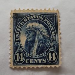 1923 American Indian Hollow Horn Bear 14c Deep Blue