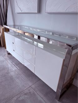 White Glass Buffet for Dining Room