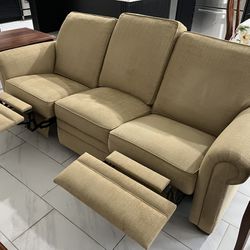Ethan Allen Reclining Sofa Three Cushion