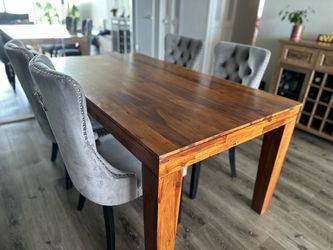 Real wood table with 4 upholstery chairs