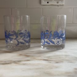 Spode Blue Italian Double Old Fashioned Glasses 