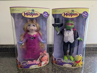 2006 The Muppets Kermit And Miss Piggy 12" Porcelain Dolls Brass Key 25 Years