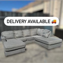 Gray/Grey Couch Sectional Sofa Ottoman Set - 🚚 DELIVERY AVAILABLE 