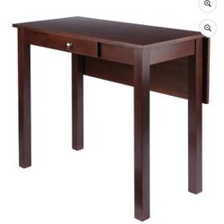 Winsome Perrone High Table with Drop Leaf, Walnut