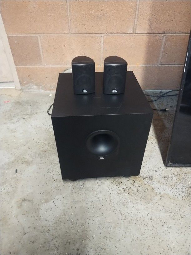 JBL Subwoofer And Two Speakers