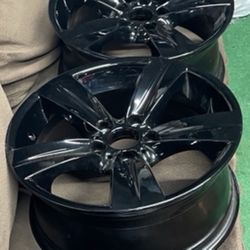 18 Inch Staggered Black Glossy Powder Coat Drilled For 5x114
