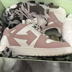 OFF-WHITE Out of Office "OOO" Low Tops White Pink (Women's) Size 40 (US M 9)