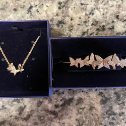 Swarovski Butterfly Necklace & Matching Bracelet 