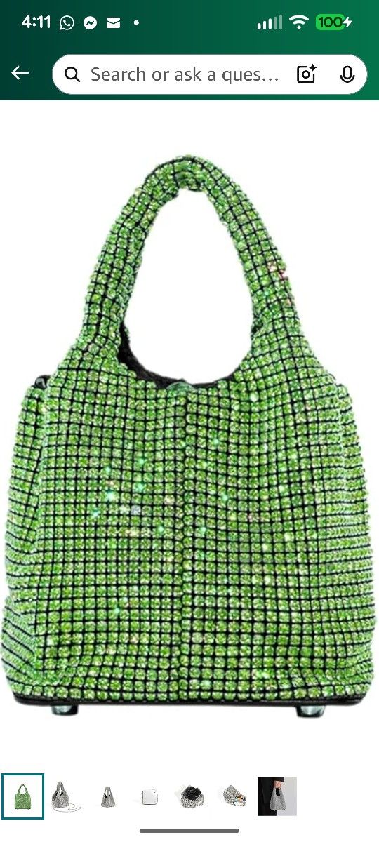 Brand New Green Rhinestone Evening Purse
