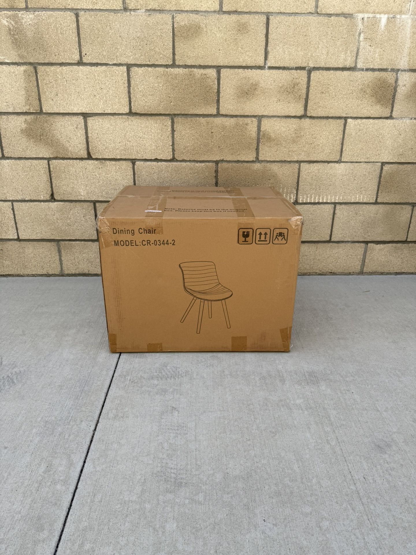 NEW (Set of 4) BROWN Dining Chairs w/Solid Wood Legs, Modern Industrial Faux Leather