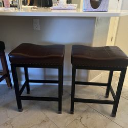 Brown Leather Island/bar Stools