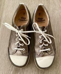 Finn Comfort Ikebukuro Metallic Bronze Leather Comfort Sneakers Size 6.5