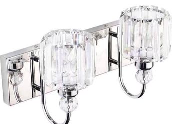 Modern Bathroom Vanity Light 2-Lights Modern Crystal Wall Light Fixtures Modern Crystal Vanity Lighting for Bathroom