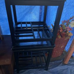 Two Matching End Tables With Glass On Top 