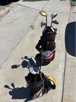 Child left-handed and junior, right handed golf club sets swift bags