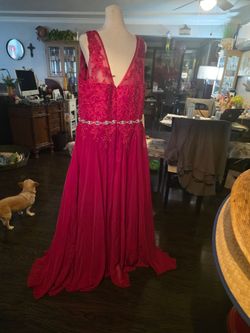 Apple red long night gown dress