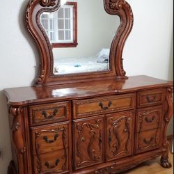 Wood Dresser & Mirror