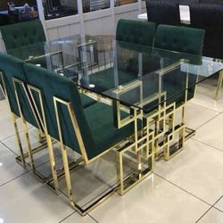 stunning gold & glass dining table