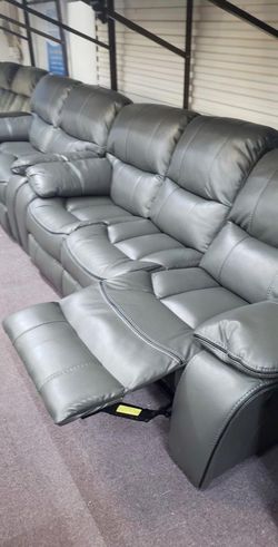 Grey Reclining Sofa and Love Seat