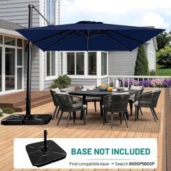 10 X 13 FT Cantilever Umbrella w/ 360-Degree Rotation, Navy 5 Tilts Adjustable Rectangular Offset Patio Umbrellas with Crank, Outdoor Umbrella for Gar