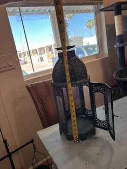 Metal decorative candle display.