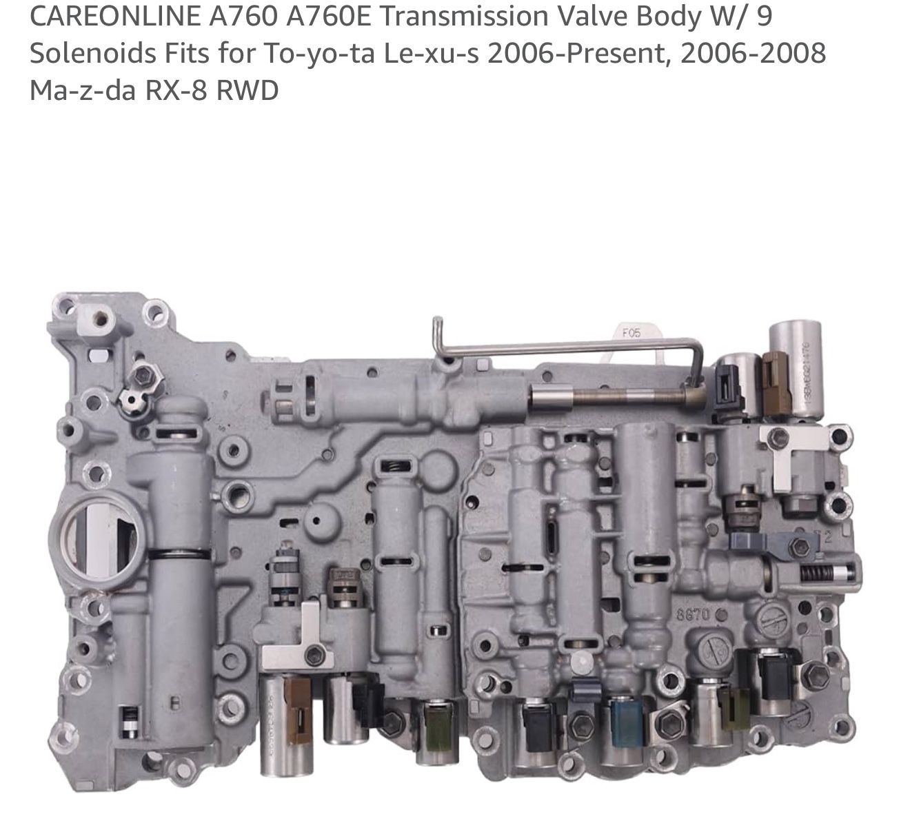 CAREONLINE A760/A760E Transmission Valve Body w/9 Solenoids Fit Toyota Lexus 2006-Up, Mazda RX-8 RWD 2006-08