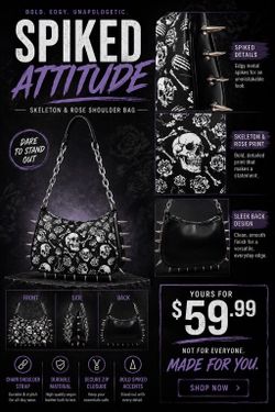 Skeleton and Rose Shoulder bag