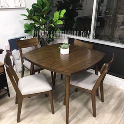 Stylish 5-Pc Weldon Dining Set Walnut Finish 