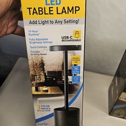 Sensor Brite Cordless LED Table Lamp, USB-C Rechargeable, Durable Construction, Black