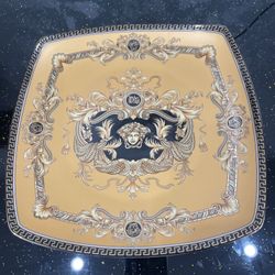 Royalty Porcelain Fancy Square Greek Serving Plate, 9.75x 9.75 . European Design